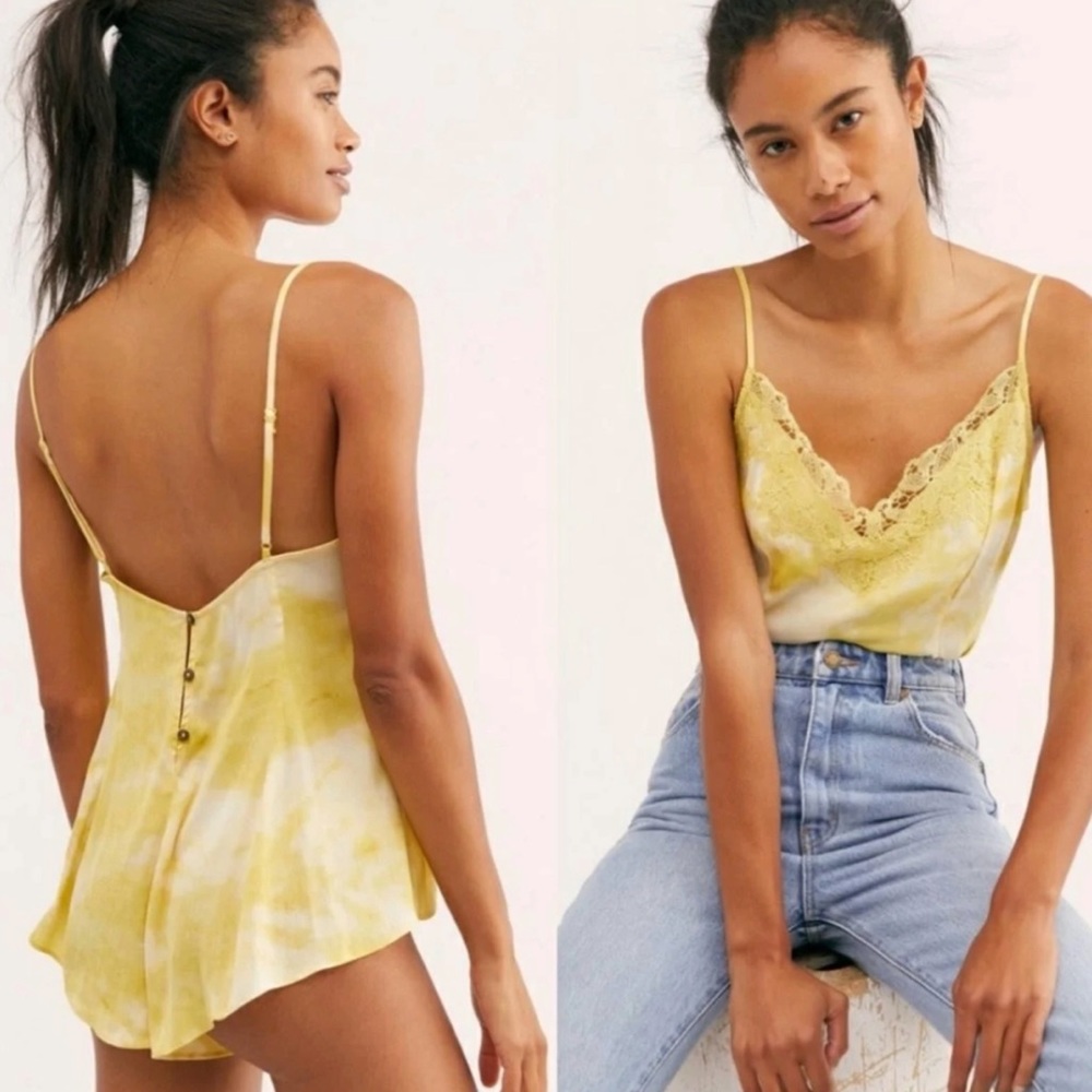 Free People Womens Luella Lace Trim Satin Bodysuit